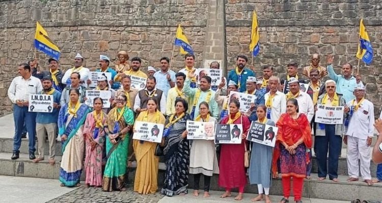 मणिपूर अत्याचारविरोधात ‘आप’ची कोल्हापुरात निदर्शने