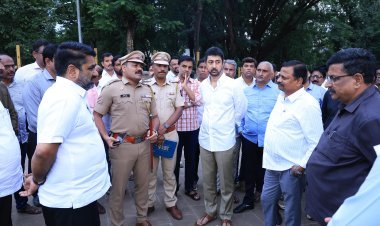 आमदार सतेज पाटील यांच्याकडून शाहू समाधीस्थळ, भगवा चौक येथे पाहणी