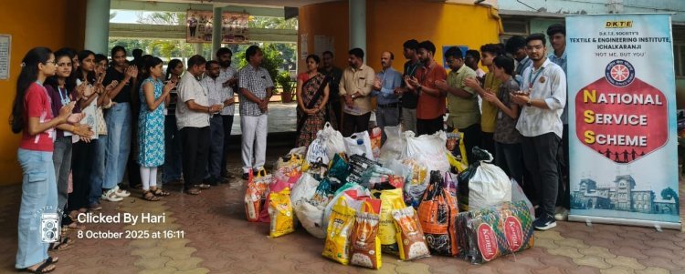डीकेटीईच्या एनएसएस विभागामार्फत मराठवाडा - सोलापूर जिल्ह्यातील पुरग्रस्तांना मदतीचा हात