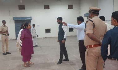 मतमोजणी केंद्रांची जिल्हाधिकारी अमोल येडगे - प्रशासक के. मंजूलक्ष्मी यांच्याकडून पाहणी