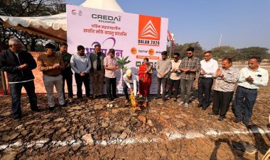 क्रिडाई कोल्हापूर आयोजित वास्तू विषयक प्रदर्शन (दालन) मंडप उभारणीस सुरुवात