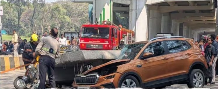 मेट्रोचा स्लॅब कोसळला,एकाचा मृत्यू, काही जण जखमी, मुलुंडच्या एलबीएस रोडवर भीषण अपघात