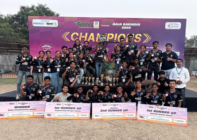 डी. वाय. पाटील अभियांत्रिकीच्या विद्यार्थ्यांना 'एसएई इंडिया बाहा’ मध्ये  १० पुरस्कार