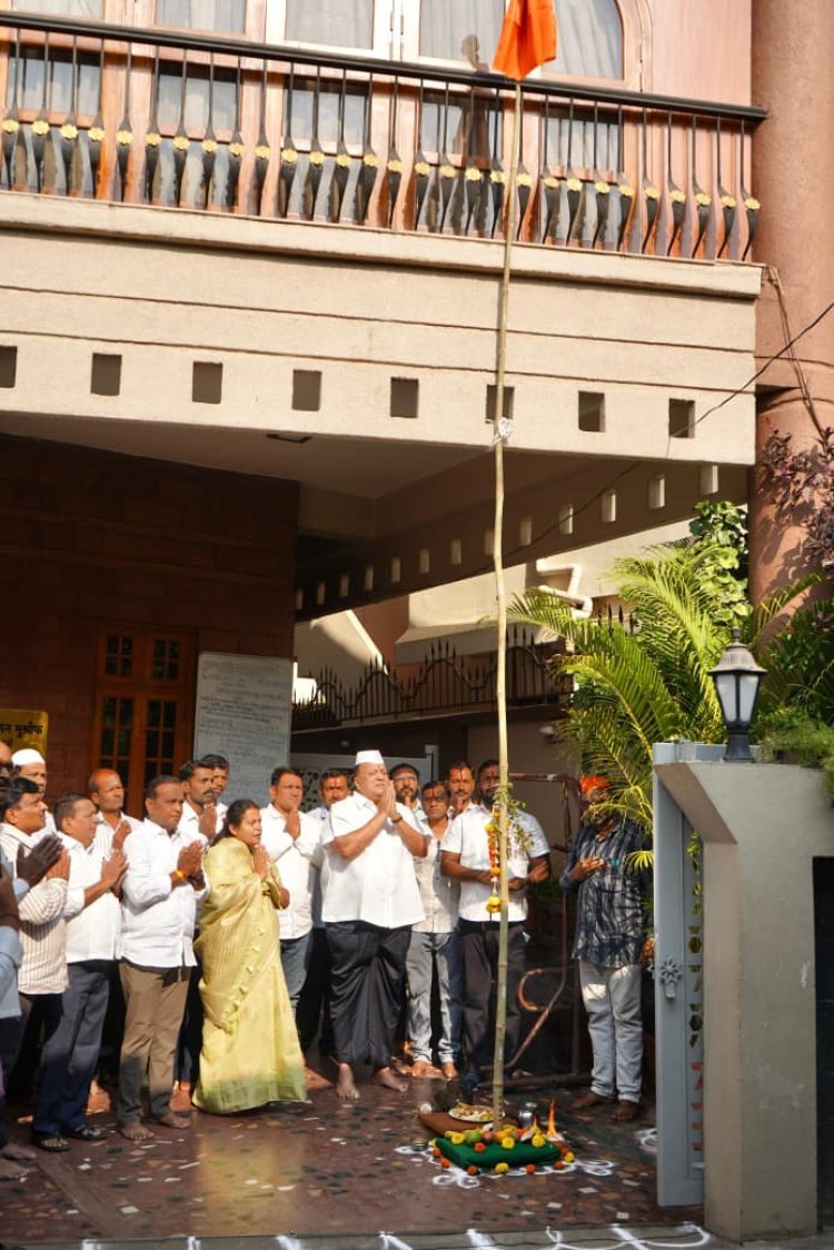 मंत्री मुश्रीफानी घरासमोर उभारली गुढी;जि.प.अध्यक्षा शिल्पा खोत यांनी केले गुढीचे पूजन