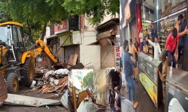 कोल्हापूर पालिकेची धडक कारवाई ! माळकर तिकटी ते बिंदू चौक परिसरात अतिक्रमण विरोधी मोहीम; दोन प्रसिद्ध लॉजिंग सील