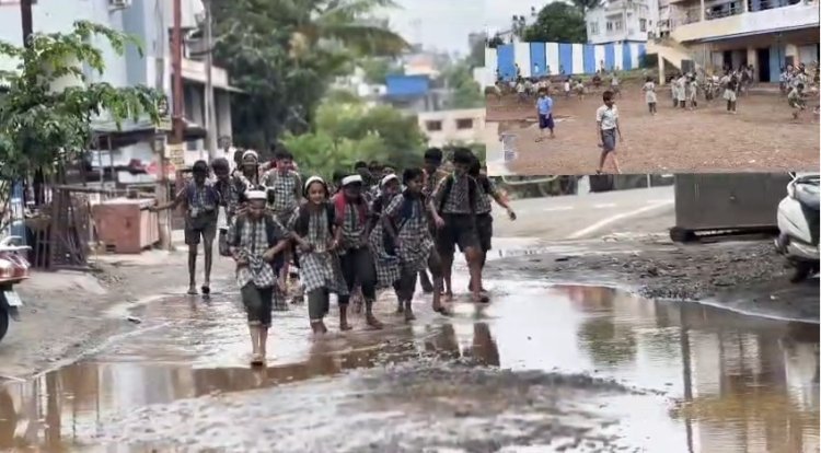 २ वर्षे तक्रार करूनही पालिका ढिम्म ! रायगड कॉलनीतील शाळेत साचलं गुडघाभर पाणी