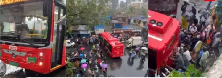 भांडुपमध्ये अनियंत्रित ई-बसचा थरार, तर वाशीत चालकाला फिट आल्याने मोठा अनर्थ टळला