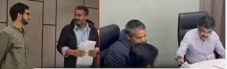 SRA कार्यालयात रोहित पवार-आदित्य ठाकरे यांची अचानक भेट; दोन अधिकाऱ्यांवर कारवाईची मागणी