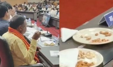 शेतकरी दुष्काळात, दुष्काळी बैठकीत काजू-बदाम; नांदेडमधील व्हिडिओने खळबळ
